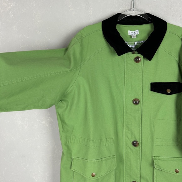 Joan Rivers plus size 2X Field chore jacket green black corduroy trim cotton - Picture 5 of 16
